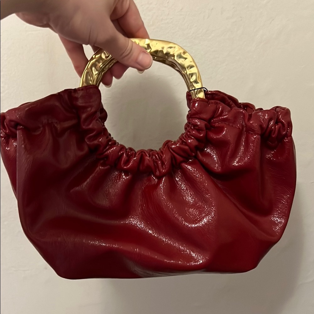 Red Handbag with Gold Handle